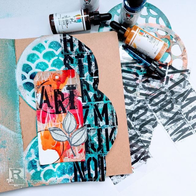 Dina Wakley Media Coaster Circle Journal Page by Laura Dame