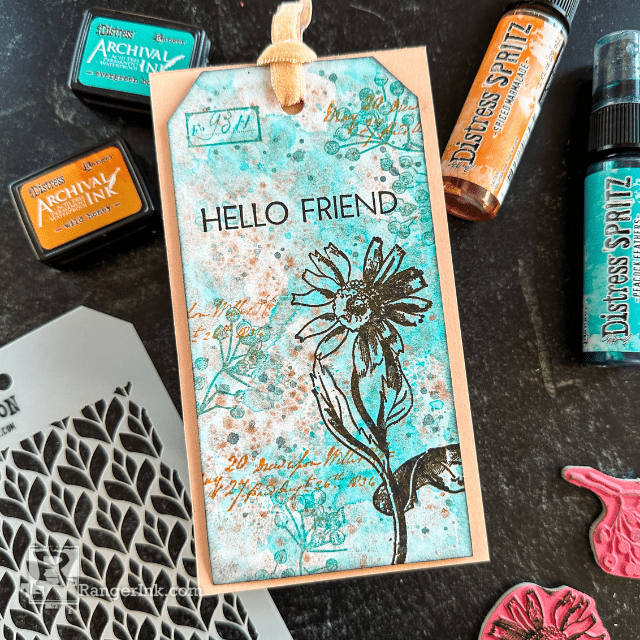 Distress Spritz Tag Card by Cheiron Brandon