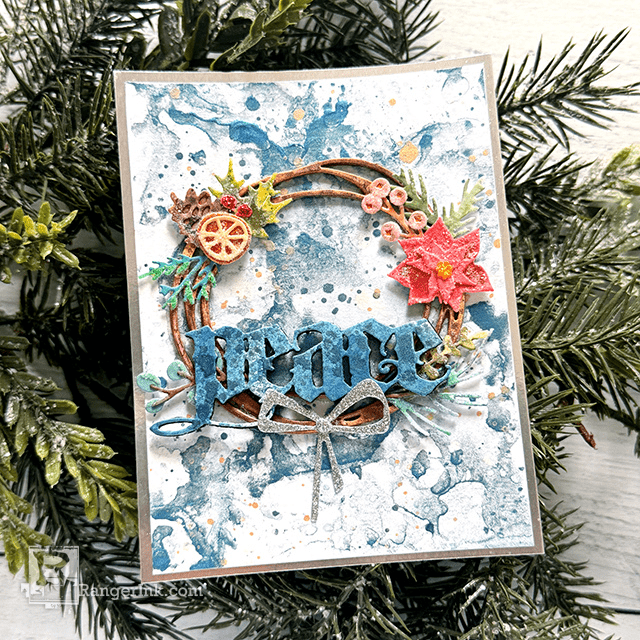 Tim Holtz Distress Spritz Holiday Card by Jenn Shurkus