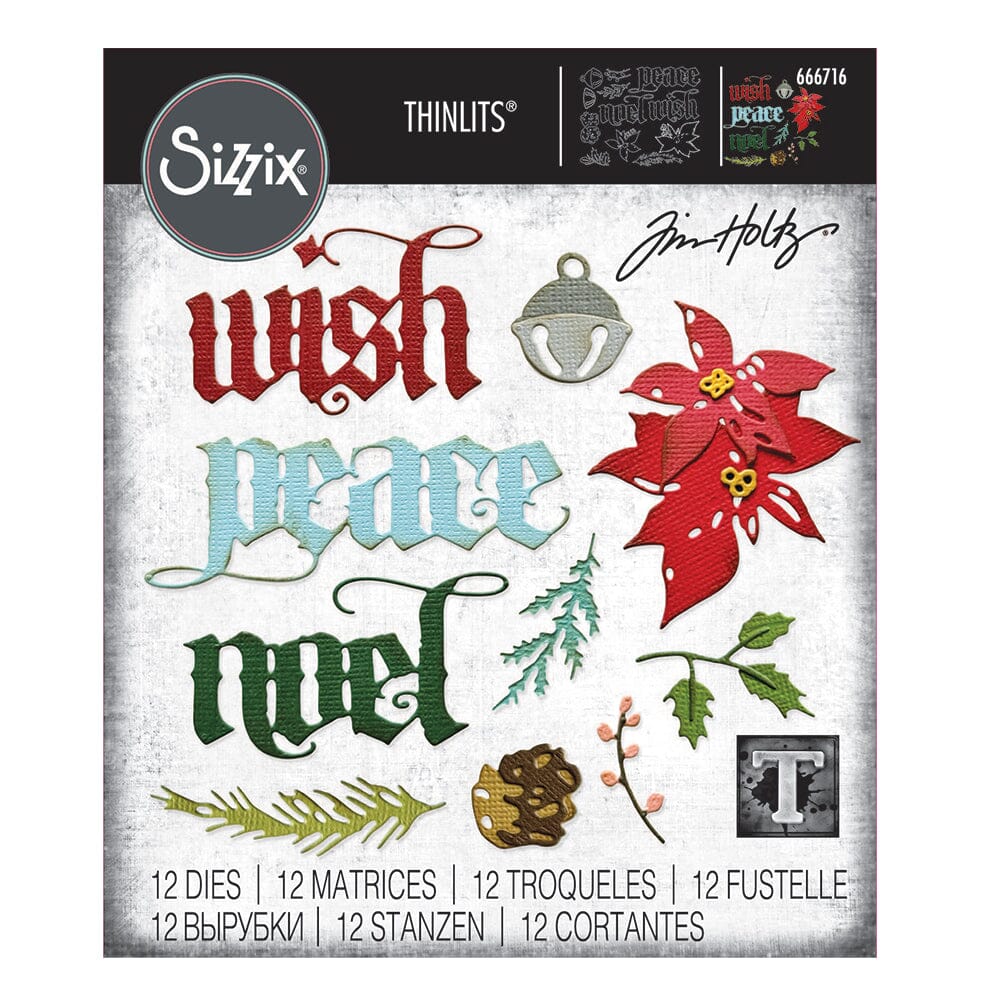 Tim Holtz Alterations by Sizzix Thinlits Die Set Vault Holiday Classic Cutting Dies Tim Holtz Other 