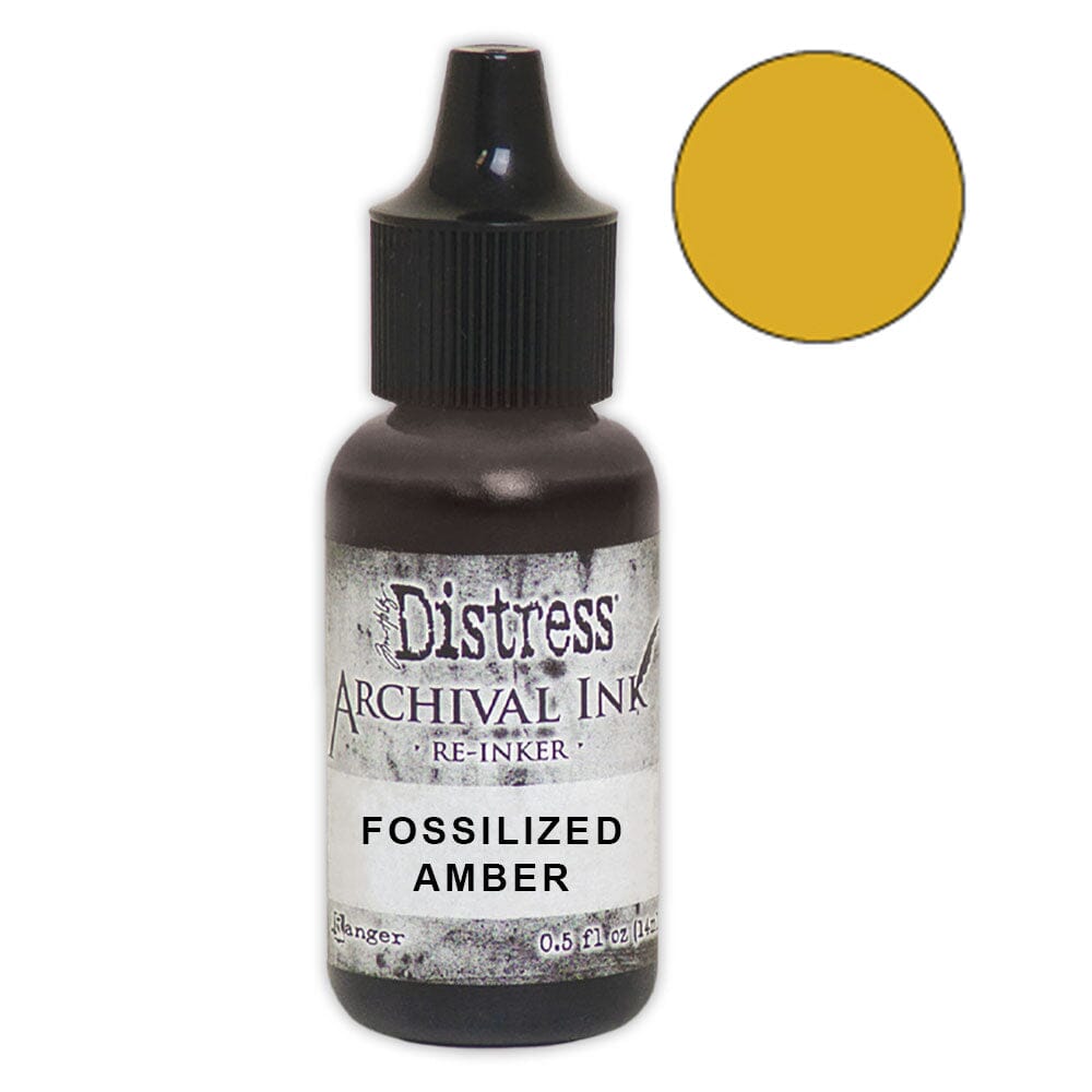 Tim Holtz Distress® Archival Re-Inker Fossilized Amber .5 oz Ink Archival Ink 