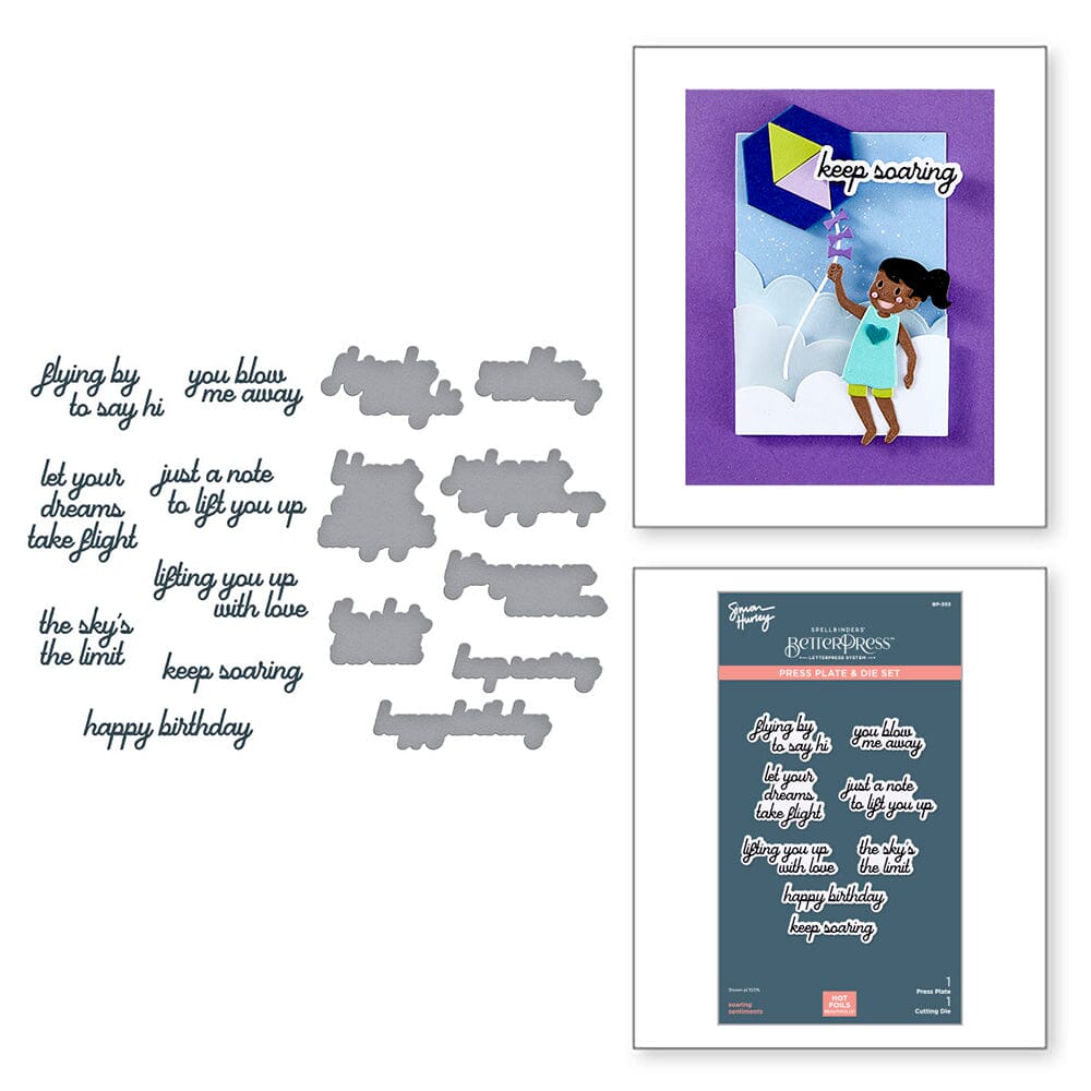 Simon Hurley Spellbinders Soaring Sentiments Press Plate & Die Set Cutting Dies Simon Hurley 