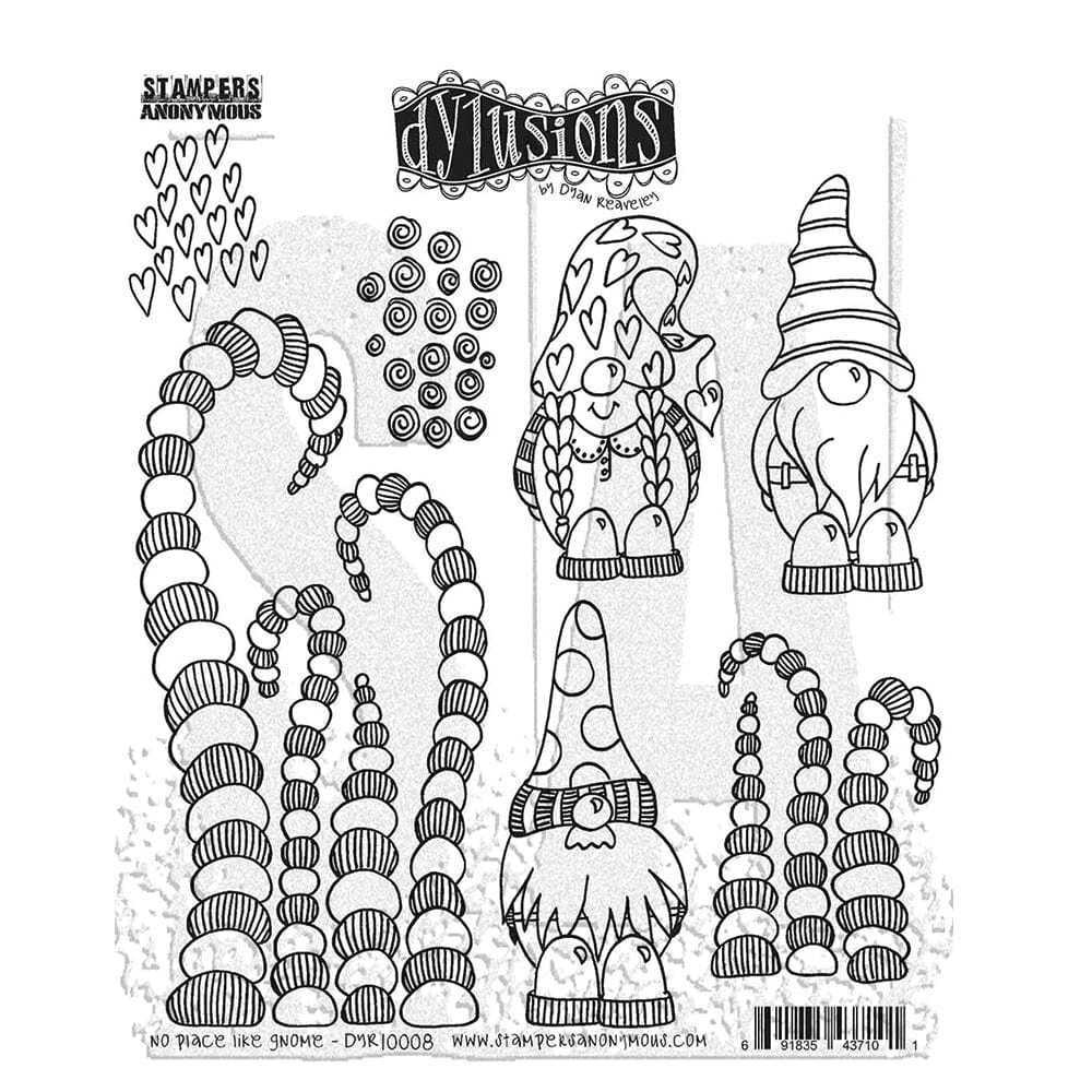 Dylusions Stampers Anonymous Cling Mount Stamp No Place Like Gnome Stamps Dylusions 