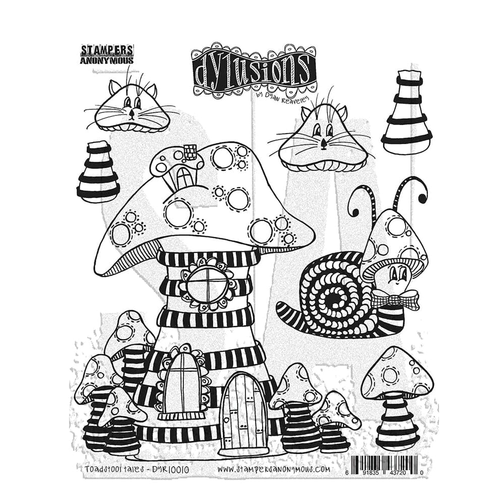 Dylusions Stampers Anonymous Cling Mount Stamp Toadstool Tales Stamps Dylusions 