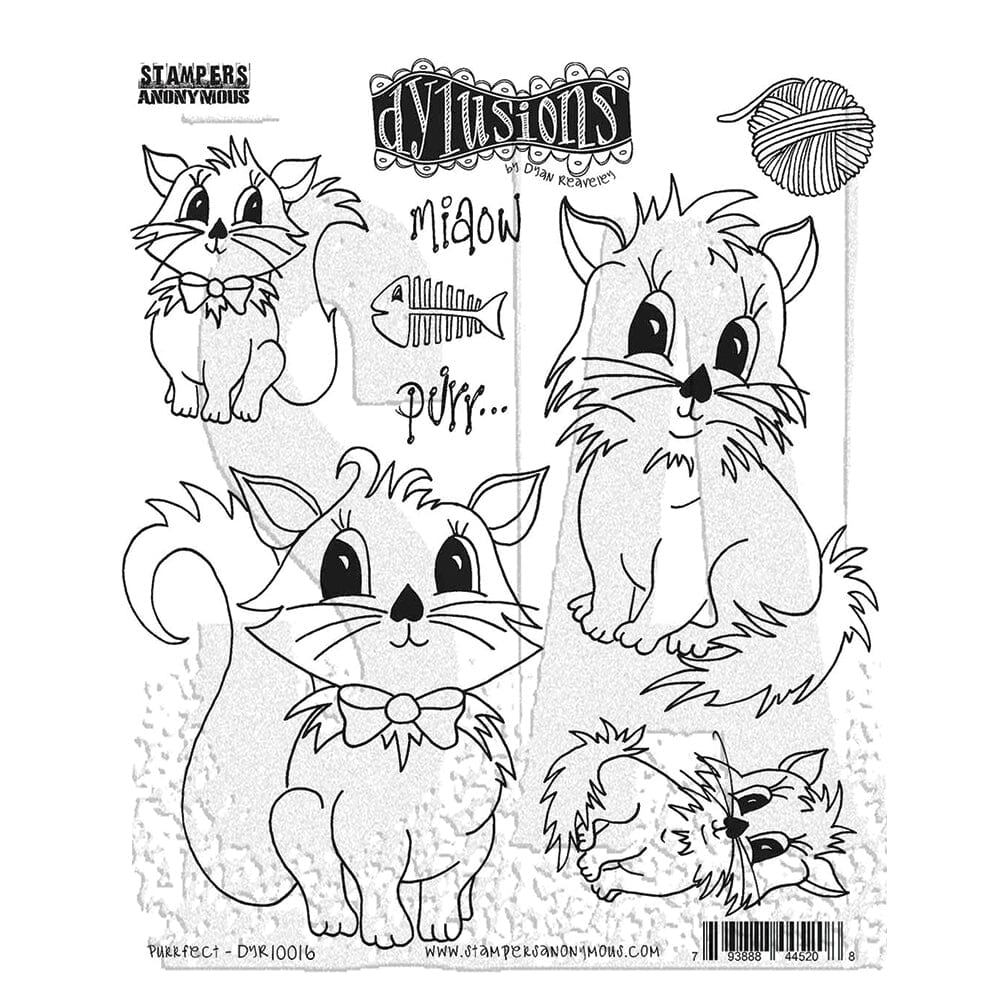 Dylusions Stampers Anonymous Cling Mount Stamp Purrfect Stamps Dylusions 