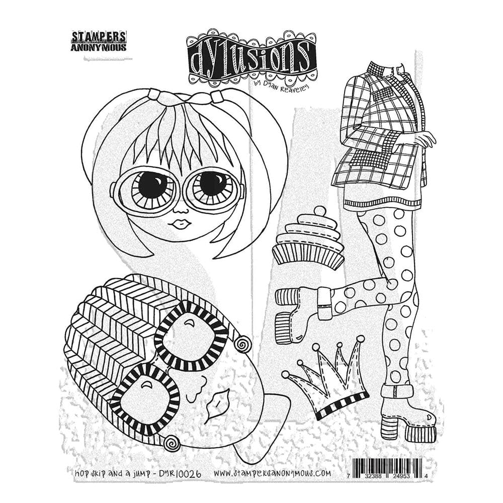 Dylusions Stampers Anonymous Cling Mount Stamp Hop Skip and A Jump Stamps Dylusions 