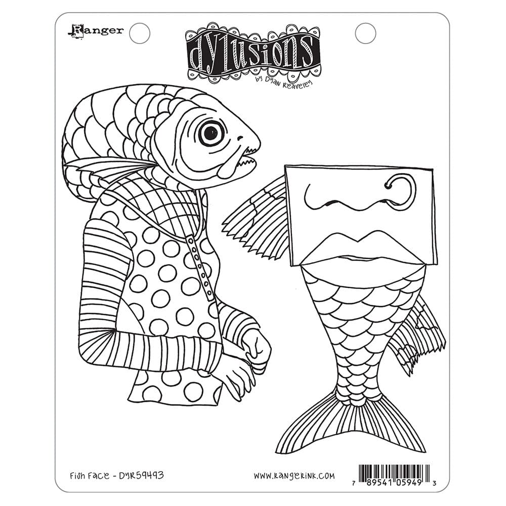 Dylusions Cling Mount Stamps Fish Face Stamps Dylusions 