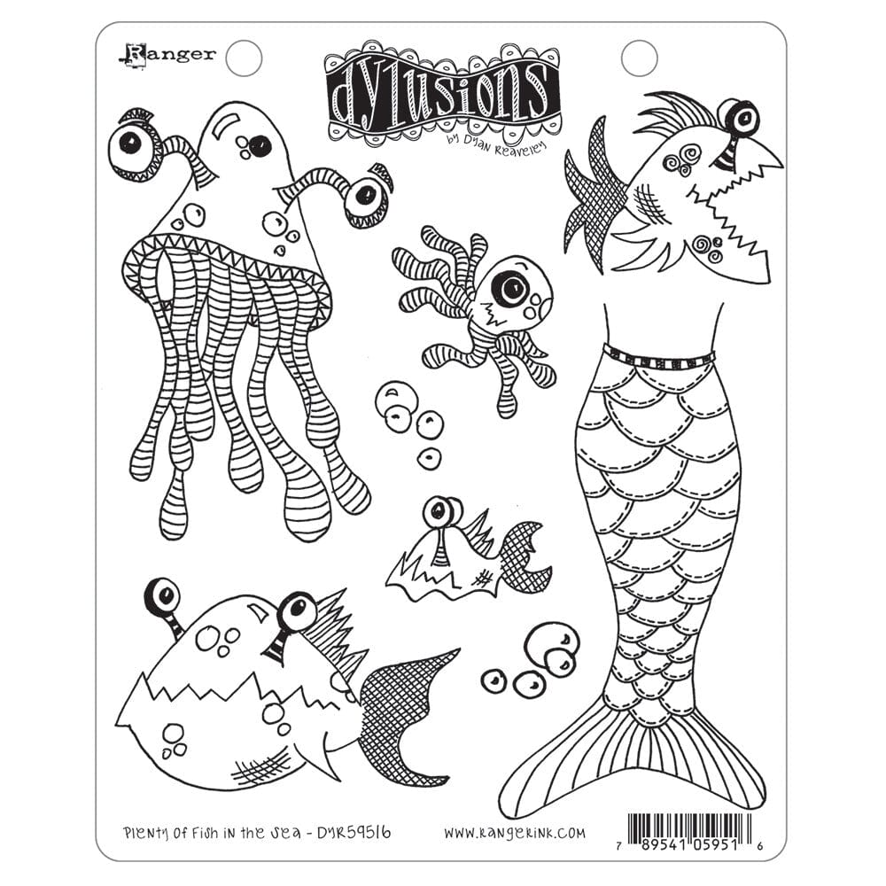 Dylusions Cling Mount Stamps Plenty More Fish in the Sea Stamps Dylusions 