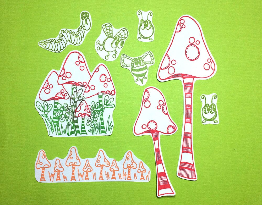 Dylusions Cling Mount Stamps Toadstool Town Stamps Dylusions 