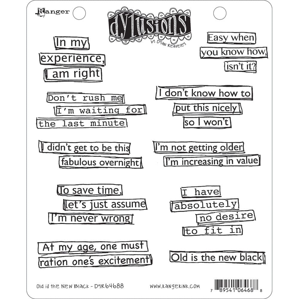 Dylusions Cling Mount Stamps Old is the New Black Stamps Dylusions 