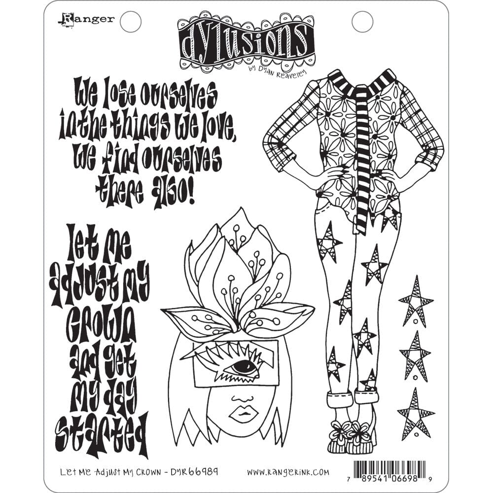 Dylusions Cling Mount Stamps Let Me Adjust My Crown Stamps Dylusions 