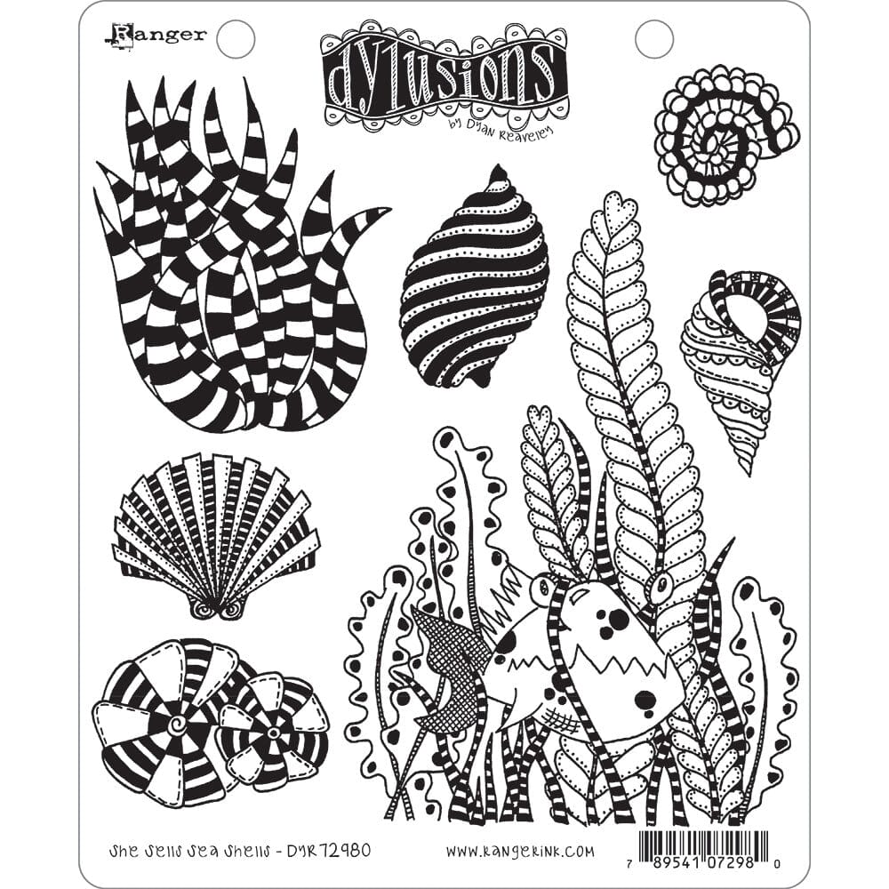 Dylusions Cling Mount Stamps She Sells Sea Shells Stamps Dylusions 