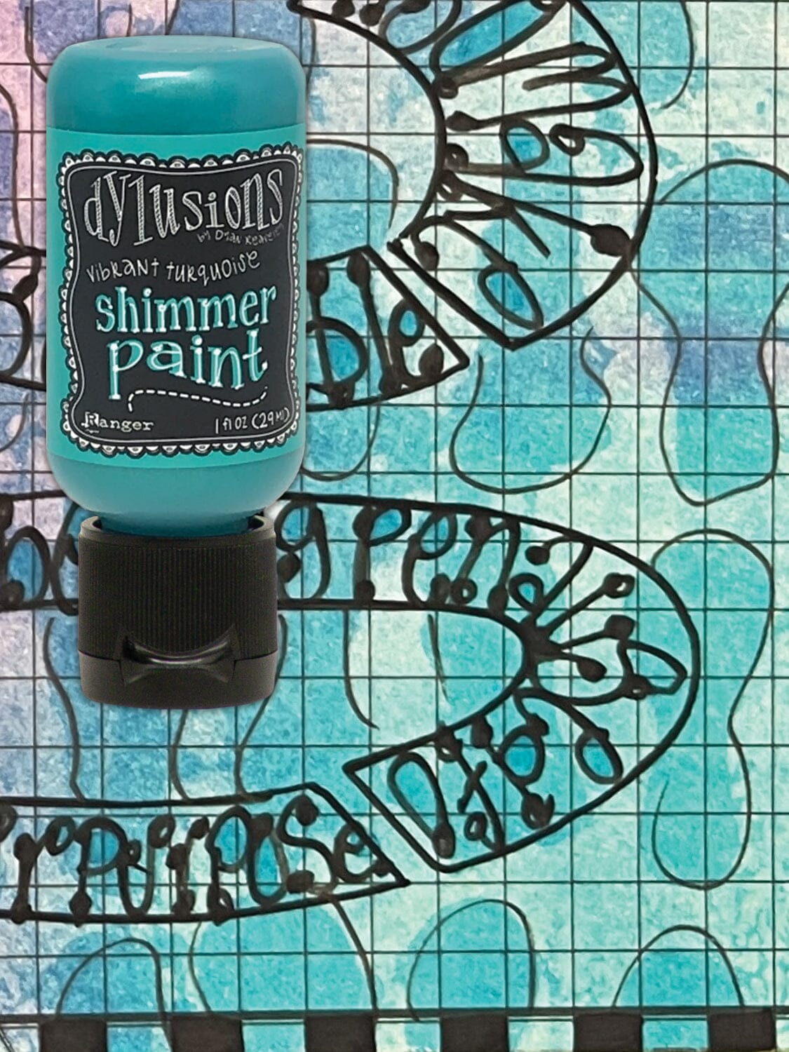 Dylusions Shimmer Paint Vibrant Turquoise, 1oz Paint Dylusions 