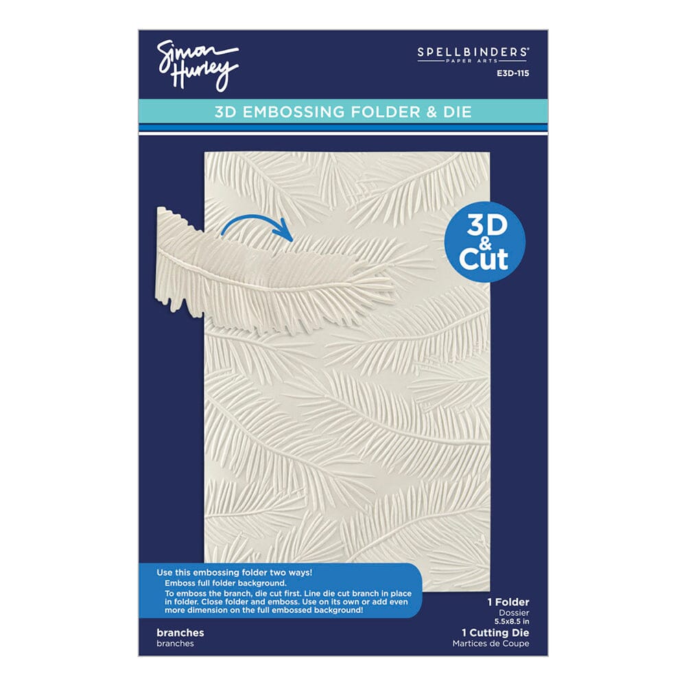 Simon Hurley Spellbinders Branches 3D Embossing Folder Cutting Dies Simon Hurley 