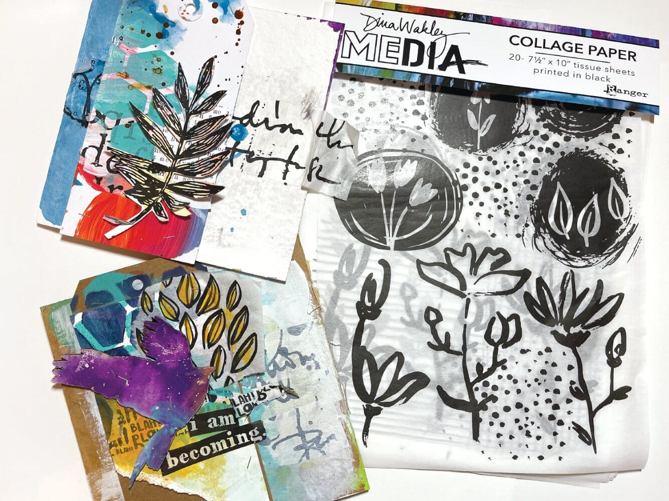 Dina Wakley Media Collage Paper Things That Grow Surfaces Dina Wakley Media 