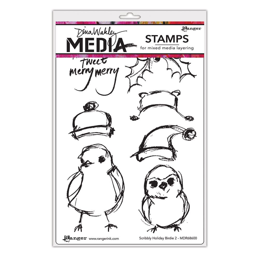 Dina Wakley Media Stamp Scribbly Holiday Birdie 2 Stamps Dina Wakley Media 