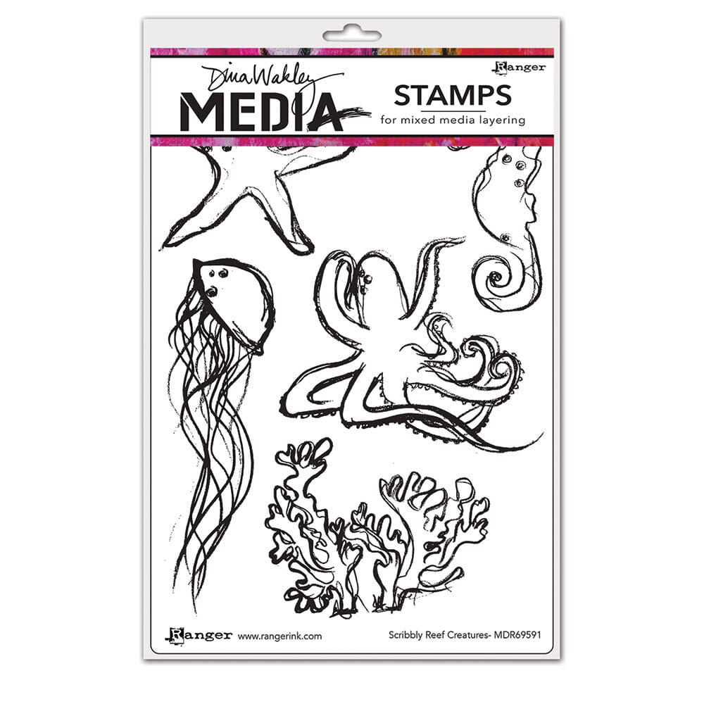 Dina Wakley Media Stamp Scribbly Reef Creatures Stamps Dina Wakley Media 