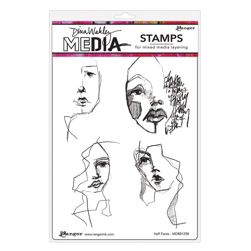 Dina Wakley Media Stamp Half Faces Stamps Dina Wakley Media 