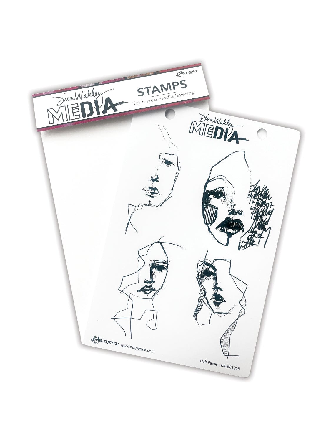 Dina Wakley Media Stamp Half Faces Stamps Dina Wakley Media 