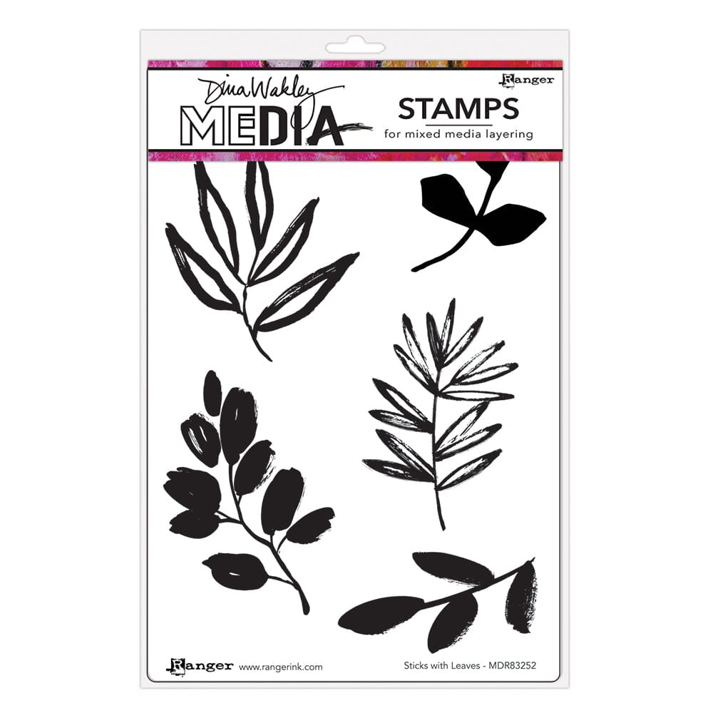 Dina Wakley MEdia Stamp - Sticks with Leaves Stamps Dina Wakley Media 