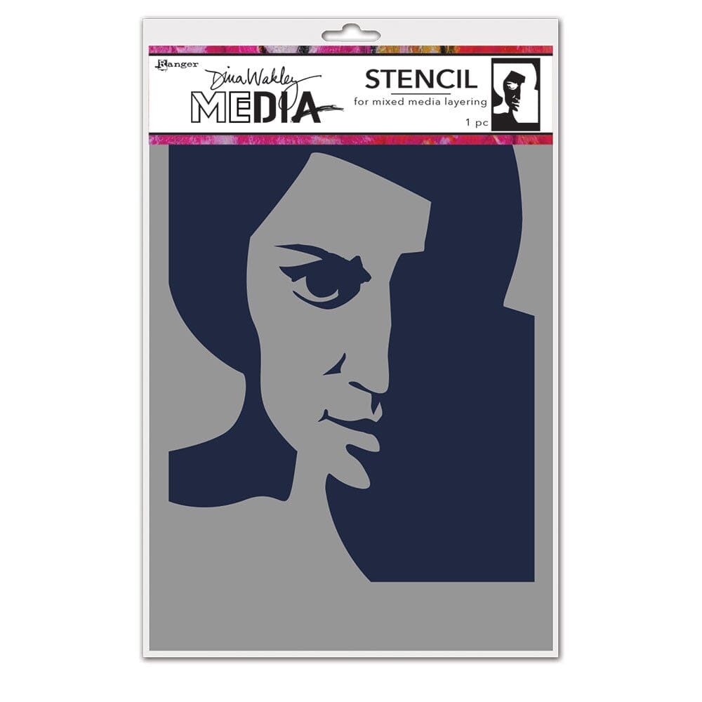 Dina Wakley Media Stencils Pensive Face Stencil Dina Wakley Media 