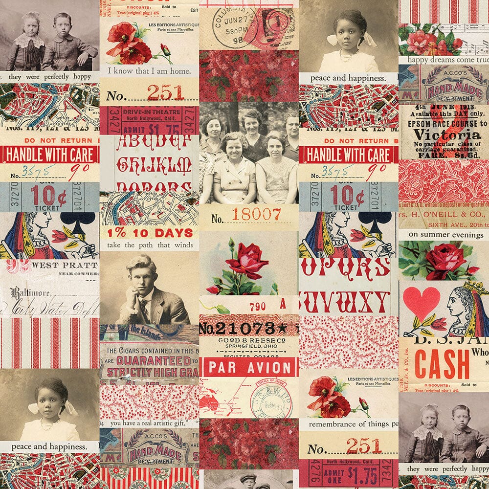 Tim Holtz Eclectic Elements Pre-Cut Fat Quarters FreeSpirit Fabrics, Red Fabric Tim Holtz Other 