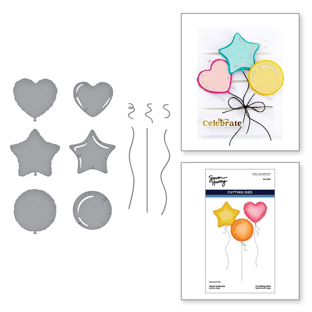 Simon Hurley Spellbinders Mylar Balloons Etched Dies Cutting Dies Simon Hurley 