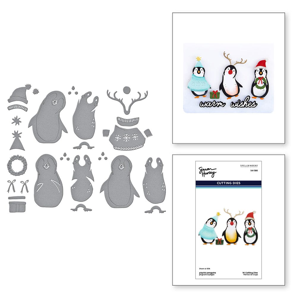 Simon Hurley create. Spellbinders Playful Penguins Etched Dies Cutting Dies Simon Hurley 