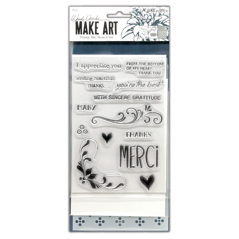 Wendy Vecchi Stamp, Die & Stencil Set - Merci & More Set Wendy Vecchi 